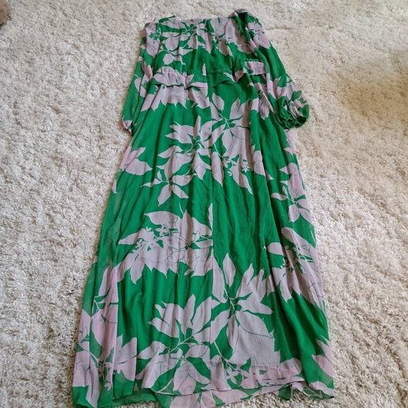Danny and Nicole Green Pink Floral Twist Front Maxi Dress 14W - Picture 6 of 10